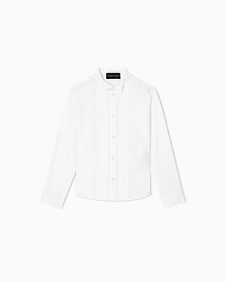 Emporio Armani - Poplin shirt with eagle embroidery, Boy, White, Size: