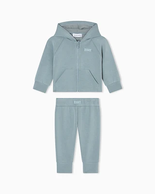 Emporio Armani - Cupro tracksuit with zip-up, hooded sweatshirt, Girl, Light_blue, Size: