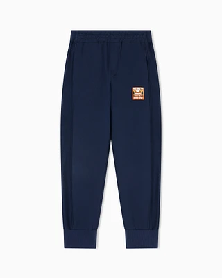 Emporio Armani - ASV Manga Bear Crew loose-fit joggers organic interlock jersey, Boy, Blue, Size: