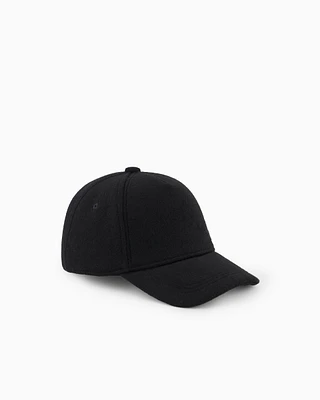 Emporio Armani - Wool cloth baseball cap with logo embroidery, Boy, Navy_blue, Size: