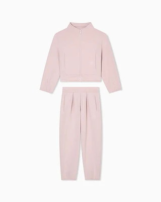 Emporio Armani - ASV interlock jersey tracksuit with full-zip sweatshirt, Girl, Pink, Size: