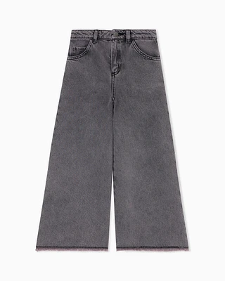 Emporio Armani - Wide-leg jeans garment-dyed comfort denim, Girl, Black, Size: