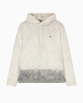 Emporio Armani - ASV sweatshirt double jersey with hood and all-over diamond print, Man, Blue, Size:
