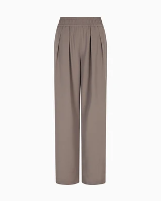 Emporio Armani - Technical-cady trousers with elasticated waistband, Woman, Brown, Size: