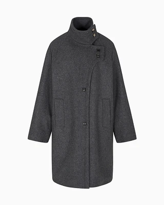 Emporio Armani - Polygon capsule collection padded wool cloth coat, Woman, Grey, Size: