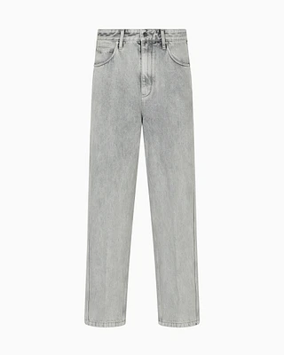 Emporio Armani - ASV J80 baggy twist-fit jeans in stone-washed bleached denim, Man, Grey, Size: 32