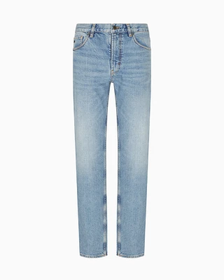 Emporio Armani - J76 straight-fit jeans a vintage-effect washed denim, Man, Blue, Size: