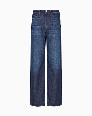 Emporio Armani - J8B relaxed-fit, vintage-look denim jeans , Woman, Blue, Size: