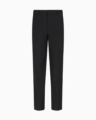 Emporio Armani - Wool poplin chinos, Man, Black, Size: