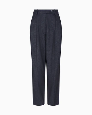 Emporio Armani - Mouliné wool-blend trousers with darts, Woman, Grey, Size: