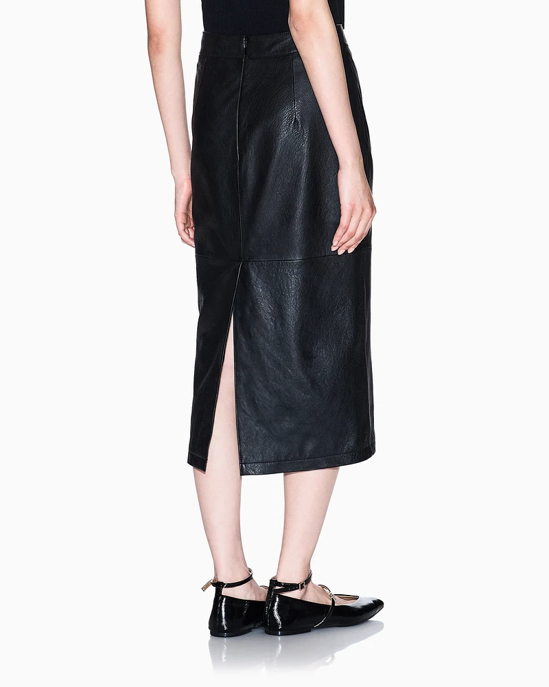 Armani Exchange - Leather longuette skirt, Woman, Black, Size: