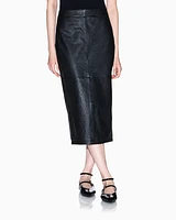 Armani Exchange - Leather longuette skirt, Woman, Black, Size: