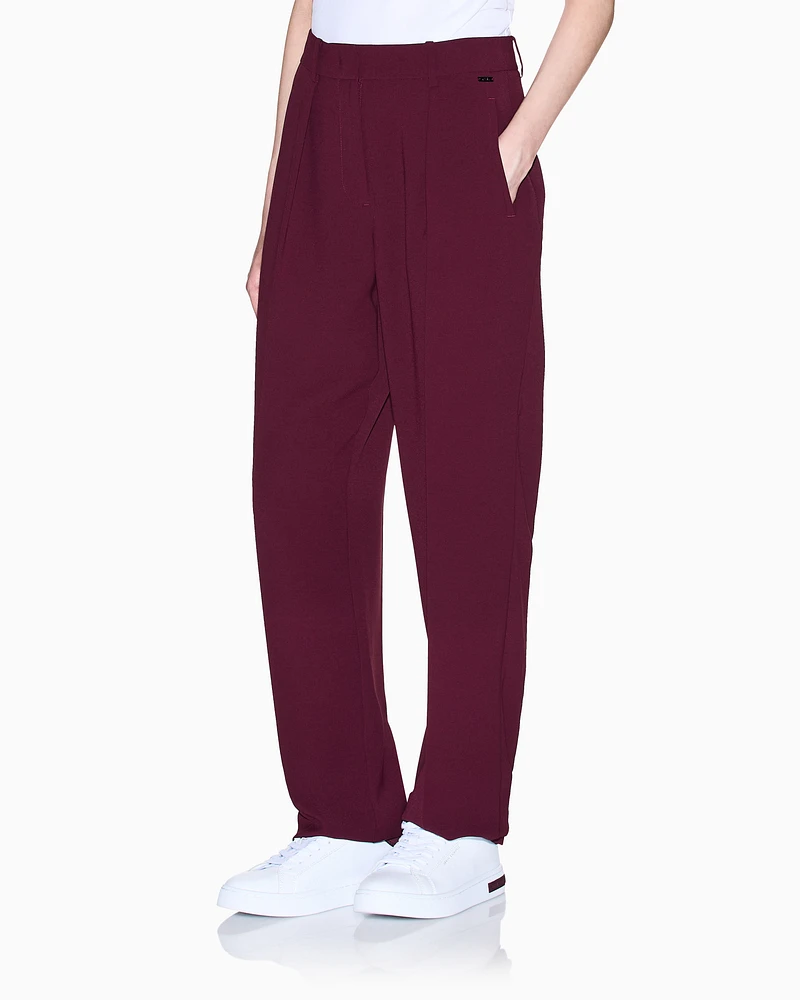 Armani Exchange - Trousers with pleats flowing fabric, Woman, Burgundy, Size: