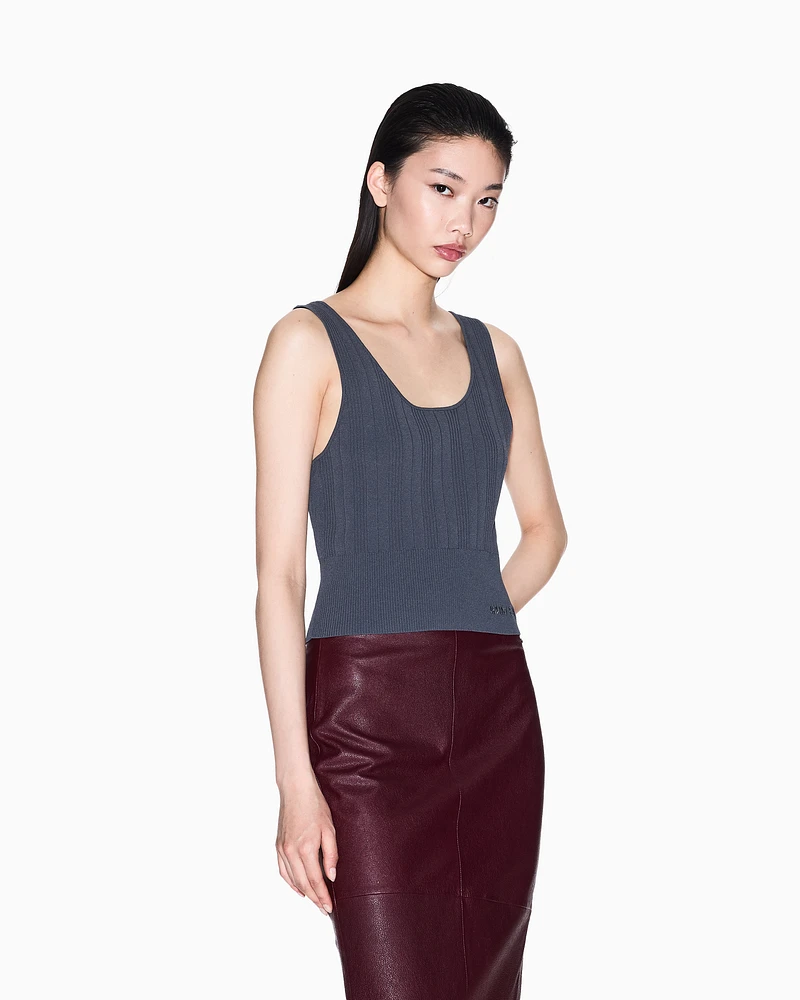 Armani Exchange - Wide ribbed top, Woman, Grey, Size: