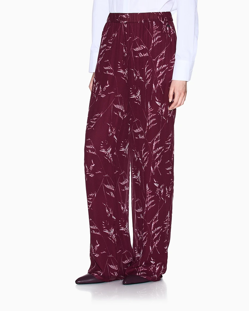 Armani Exchange - Pleated trousers chiffon foliage, Woman, Patterned, Size:
