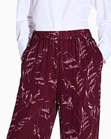 Armani Exchange - Pleated trousers chiffon foliage, Woman, Patterned, Size: