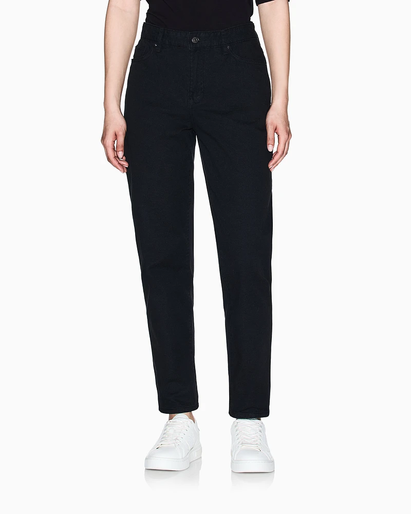 Armani Exchange - Boyfriend jeans stiff cotton with used effect, Woman, Black, Size: