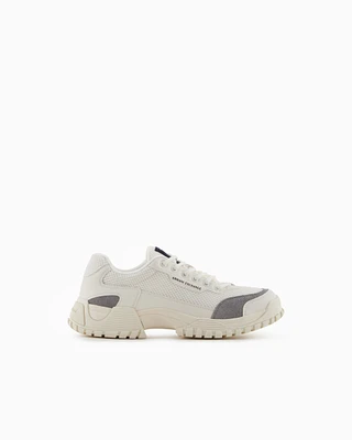 Armani Exchange - Two-tone sneakers with grip sole, Man, White, Size: