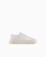 Armani Exchange - Leather sneakers with mesh insert, Man, White, Size: