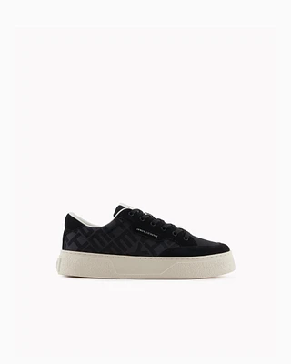 Armani Exchange - Sneakers with allover logo insert, Man, Black, Size: 5M