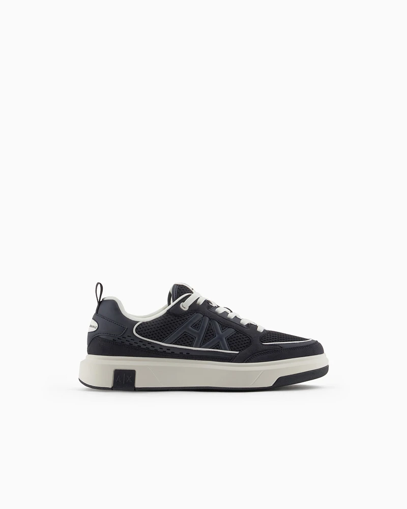 Armani Exchange - Mesh sneakers with logo on the side, Man, Navy Blue, Size: