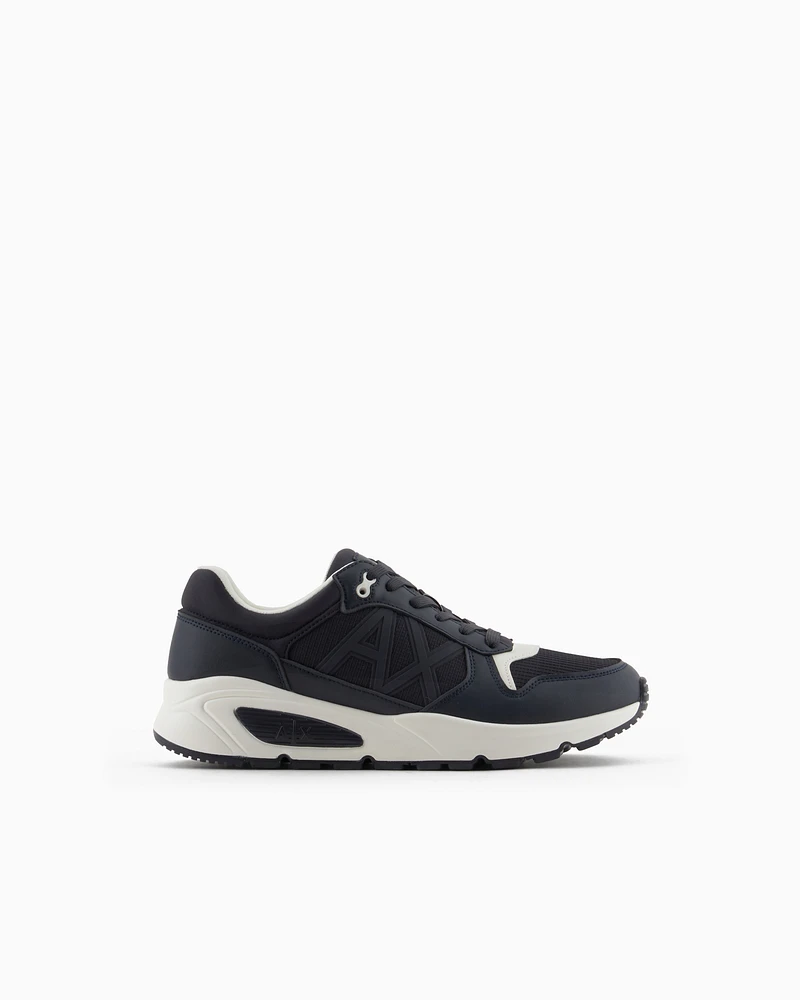 Armani Exchange - Sneakers with side logo and contrasting inserts, Man, Navy Blue, Size: