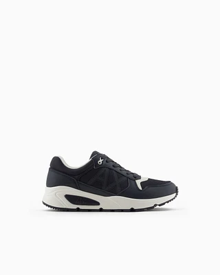 Armani Exchange - Sneakers with side logo and contrasting inserts, Man, Navy Blue, Size: