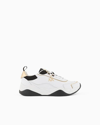 Armani Exchange - Leather sneakers with logo application, Woman, White, Size: