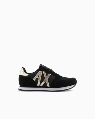 Armani Exchange - Microfiber sneakers with logo, Woman, Black, Size: