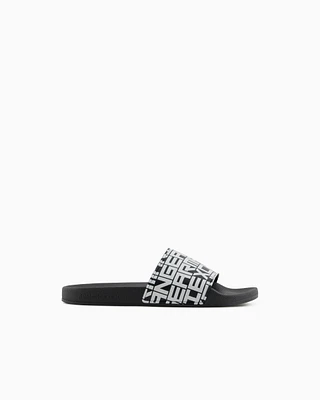 Armani Exchange - Slippers with logo band, Man, Black, Size: 46