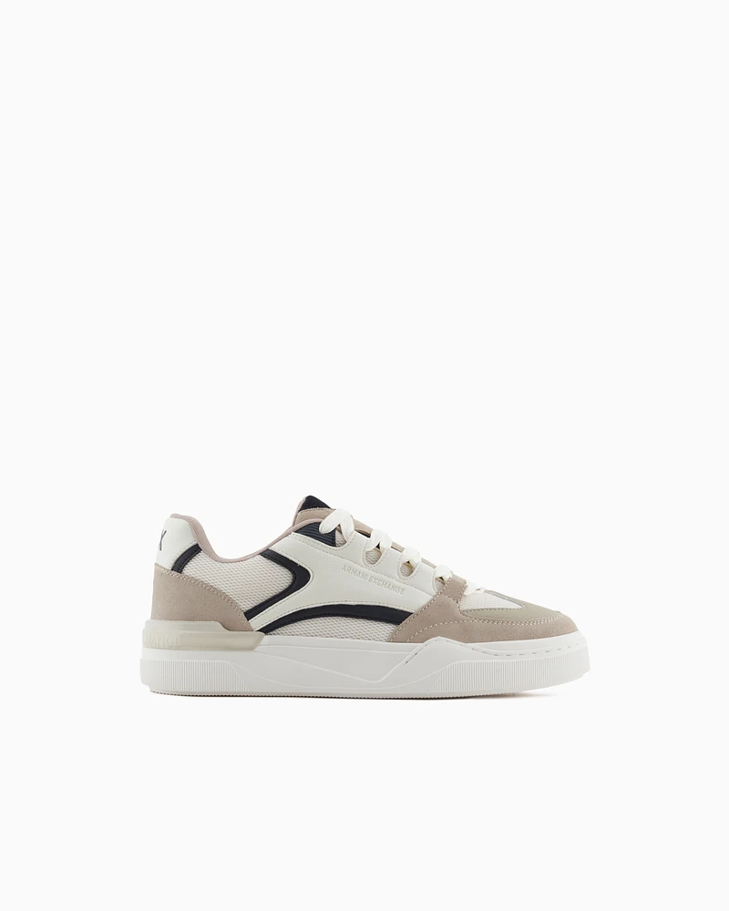 Armani Exchange - Oversized sneakers with contrasting inserts, Man, Brown, Size: