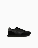 Armani Exchange - Suede sneakers with mesh inserts, Man, Black, Size: