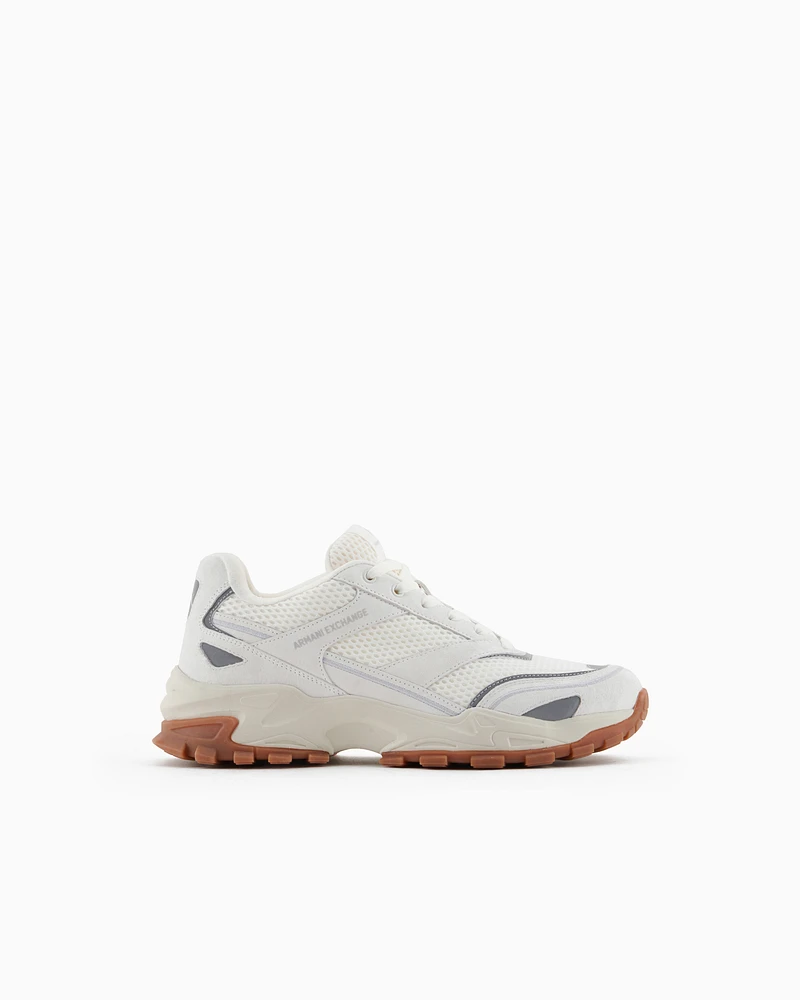 Armani Exchange - Mesh sneakers with oversized sole, Man, White, Size: