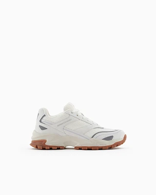 Armani Exchange - Mesh sneakers with oversized sole, Man, White, Size: