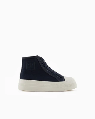 Armani Exchange - Canvas platform sneakers, Woman, Navy Blue, Size: