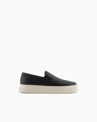 Armani Exchange - Smooth leather slip on, Man, Black, Size:
