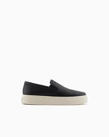 Armani Exchange - Smooth leather slip on, Man, Black, Size: