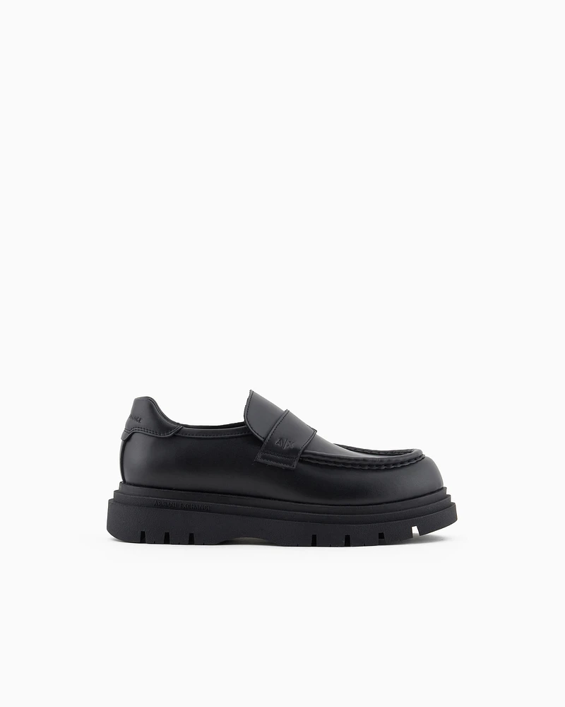 Armani Exchange - Genuine leather moccasins, Man, Black, Size: