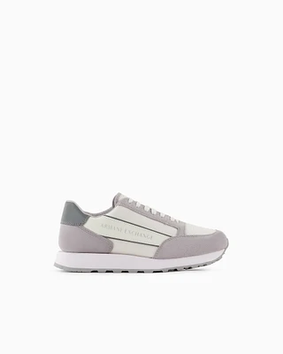 Armani Exchange - Suede sneakers with mesh inserts, Man, Grey, Size: