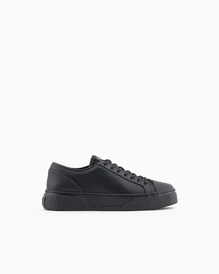 Armani Exchange - Leather sneakers with mesh insert, Man, Black, Size: