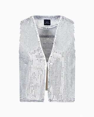 Armani Exchange - Studded denim vest, Woman, Grey, Size:
