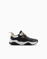 Armani Exchange - Leather sneakers with logo application, Woman, Black, Size: