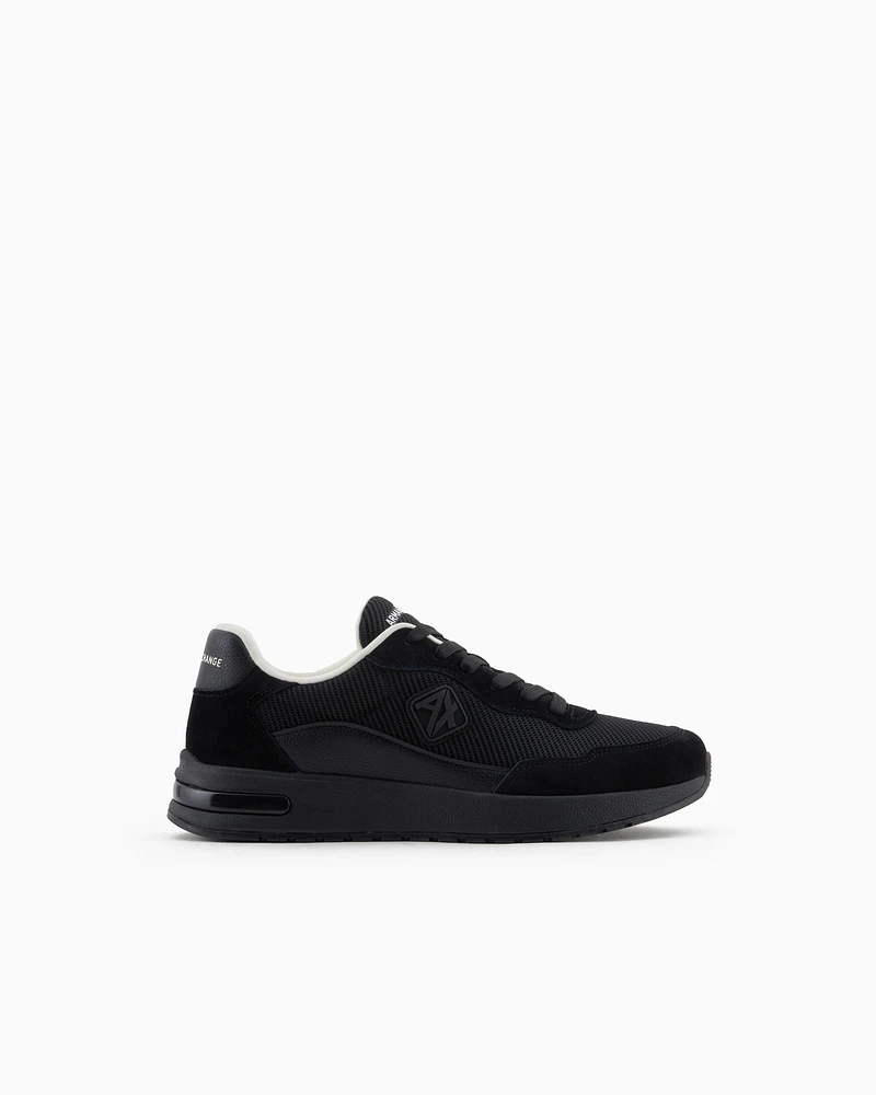 Armani Exchange - Mesh sneakers with rubber logo, Man, Black, Size: