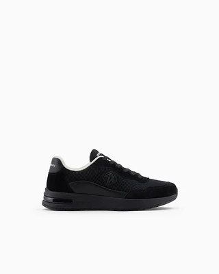 Armani Exchange - Mesh sneakers with rubber logo, Man, Black, Size: