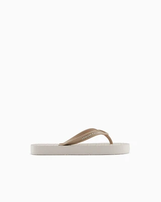 Armani Exchange - Rubber flip flops, Woman, Beige, Size: