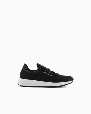 Armani Exchange - Mesh Sock Sneakers, Man, Black, Size: