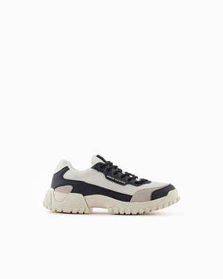 Armani Exchange - Two-tone sneakers with grip sole, Man, Navy Blue, Size: