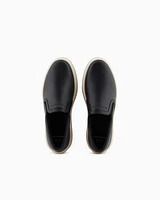 Armani Exchange - Smooth leather slip on, Man, Black, Size: