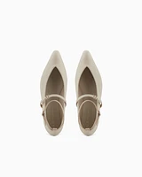 Armani Exchange - Pointed toe ballerinas with two straps, Woman, Beige, Size: