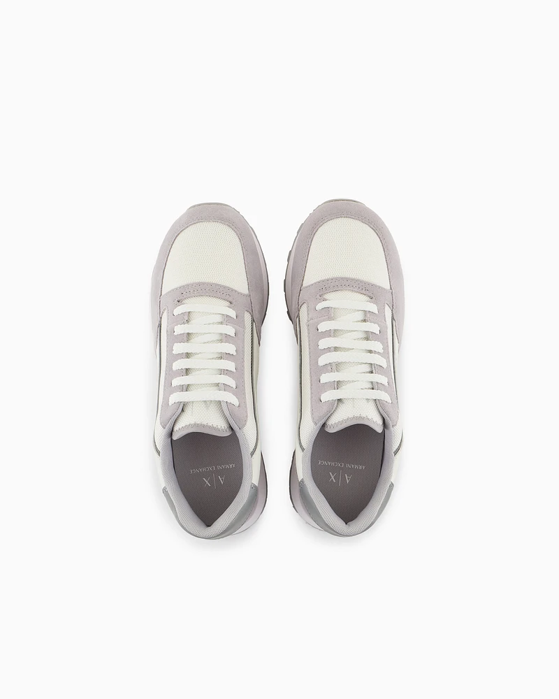 Armani Exchange - Suede sneakers with mesh inserts, Man, Grey, Size: